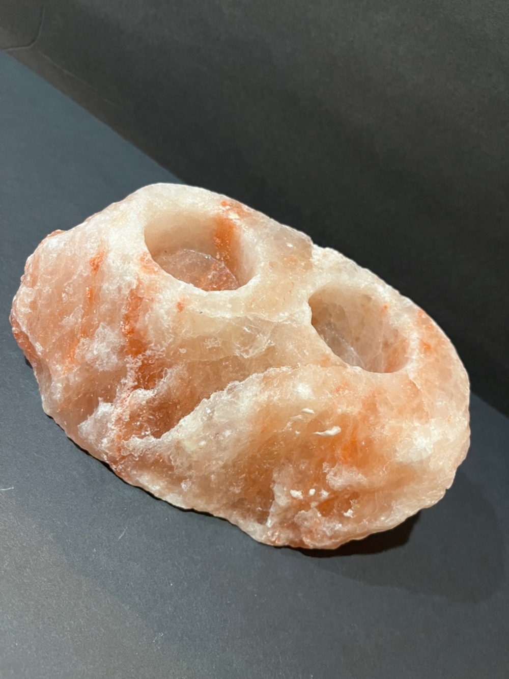 Himalayan Salt Tea Light Candle Holder - Pink Orange Crystal